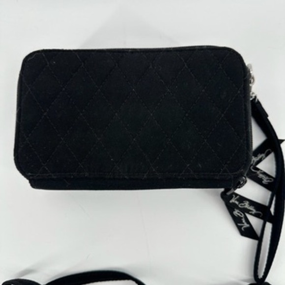 Vera Bradley Black Quilted Wallet Crossbody Wristlet Phone Purse - Picture 3 of 9